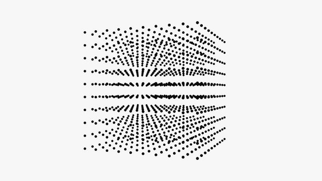 Beautiful black cube box is rotating, dot particle.