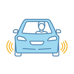 Autonomous car with partial automation color icon