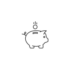 Piggy bank thin line vector icon isolated on white