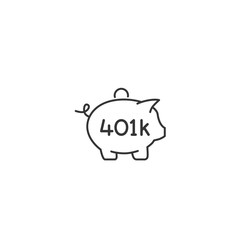 401K retirement plan piggy bank thin line icon 