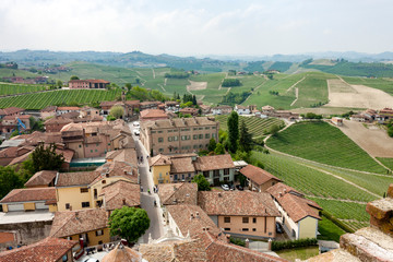 Fototapeta na wymiar Aerial view of the vineyards of Barbaresco, Piedmont.