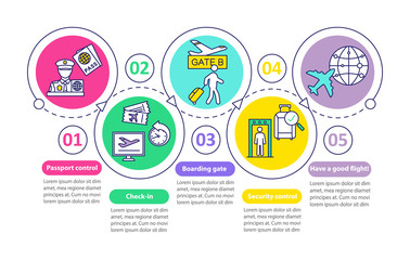 Airport security vector infographic template