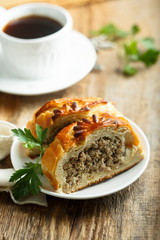 Traditional Russian meat pie © marysckin