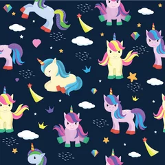 Garden poster Unicorn Cute unicorn seamless pattern. Vector background for kids