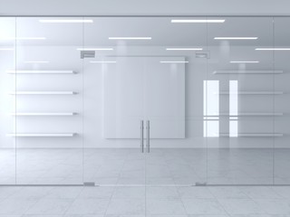 Glass partition and doors in hall