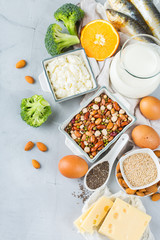 Assortment of healthy calcium source food