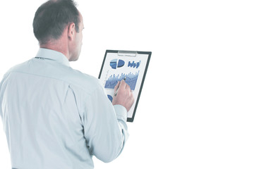 Accounting. businessman with the financial plan of revenues of t