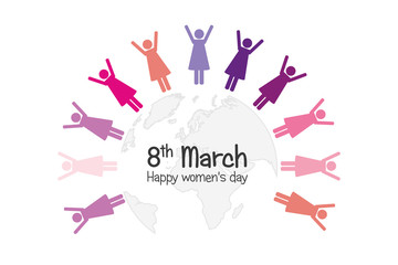 international womans day 8th march women around the world pictogram vector illustration EPS10