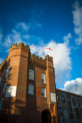 Fototapeta na wymiar Farnham castle against blue sky in Surrey
