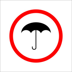 Umbrella in red circle sign