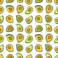 Avocado seamless pattern. Avocado pattern with leaves and branches. Use for postcard, print, packaging etc. - 249504129