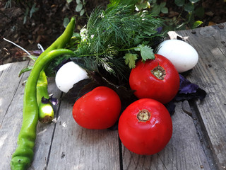 Vegetables on the wooden backgraund