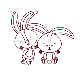 cute rabbits isolated icon
