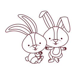 cute rabbits isolated icon