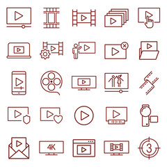 video, cinema, movie. minimal thin line web icon set. simple vector illustration outline. concept for infographic, website or app.
