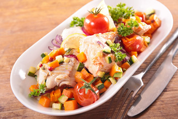 fish fillet and vegetable