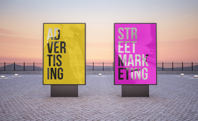 two vertical billboards