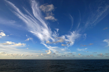 Fototapeta na wymiar cirrus clouds in the morning against the blue sky