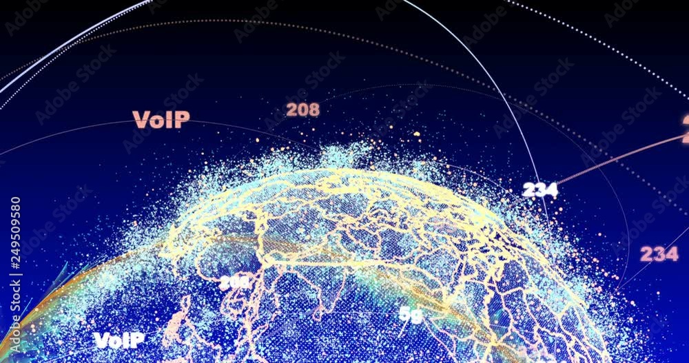 Poster abstract globe with particles and plexus structure. digital technology planet with continent forming