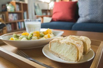 breakfast with fruit and cake