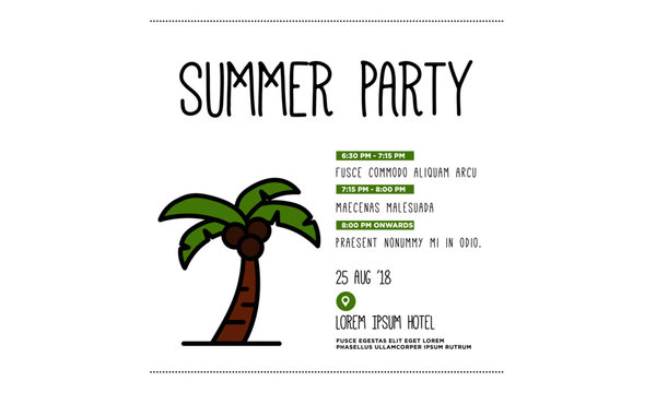 Summer Party Invitation Design with Where and When Details
