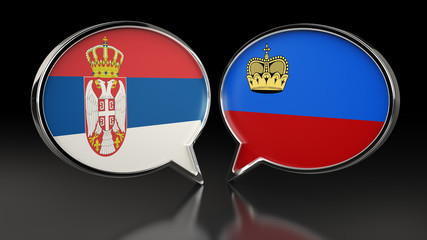 Obraz premium Serbia and Liechtenstein flags with Speech Bubbles. 3D illustration