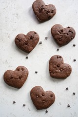 Homemade Brownie hearts with copy space