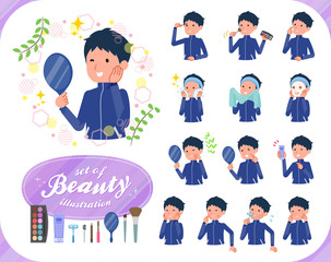 flat type school boy Blue jersey_beauty