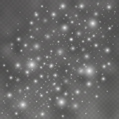 Sparks glitter special light effect. Vector sparkles on transparent background. Christmas abstract pattern. Sparkling magic dust particles.