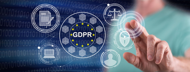 Man touching a gdpr concept