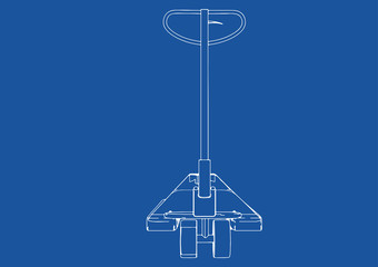 drawing pallet truck vector blue background
