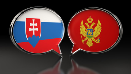 Slovakia and Montenegro flags with Speech Bubbles. 3D illustration