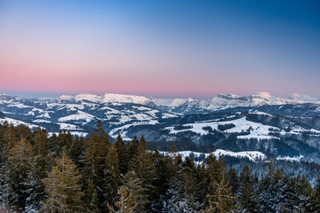 Fototapeta na wymiar winter sunset in the Bernese Alps