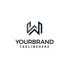 Letter W line art monogram logo designs template