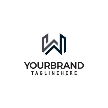 Letter W line art monogram logo designs template