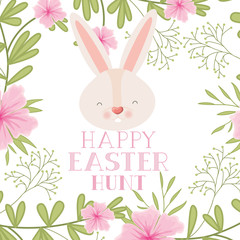 easter egg hunt label with rabbit head isolated icon
