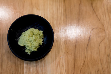 Wasabi, a pungent green Japanese condiment