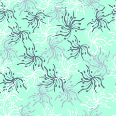 Floral light green background of stylized contour colors. Endless textures for romantic design