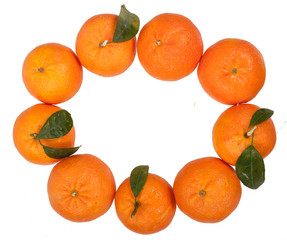 organic fresh tangerines on white background