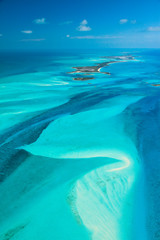 Fototapeta na wymiar Aerial view, Exuma, Bahamas, America
