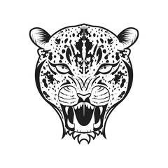 Cartoon silhouette of a furious leopard. Vector illustration.