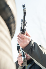 Rifle tactical shooting training behind and around cover or barricade