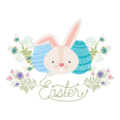 easter label with eggs and flowers icon