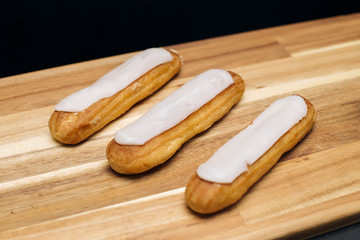 Eclair crispy creamy cake with white chocolate