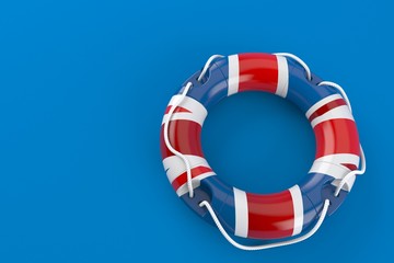 Life buoy with uk flag