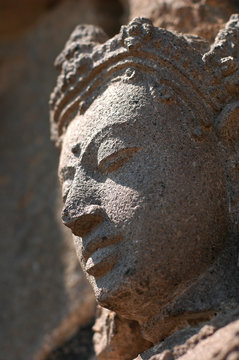 YOGYAKARTA, INDONESIA: A part of an ancient relief on the wall of the Candi Plaosan Lor temple close to Yogyakarta, Indonesia.