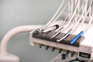 Professional dentist tools in the medical office.