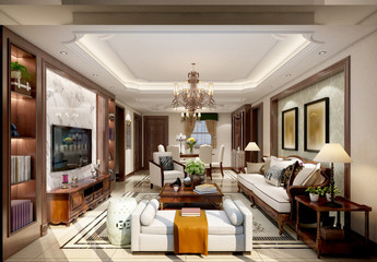 3d render modern living room