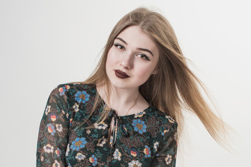 portrait of a young girl in the studio