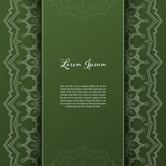 Naklejka premium Greeting card or invitation template with filigree lace frame. Design for romantic events